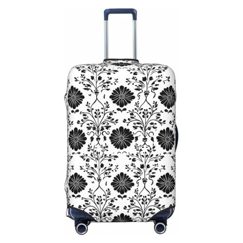 Luggage Cover - Vintage Flower Black Print Travel Suitcase Covers For Luggage, High Elasticity Suit Case Cover Protector Fits 18-32 Inch