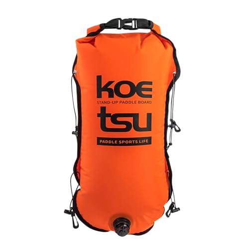 koetsu スイムブイ＆防水ドライバッグ 30L オープンウォーター用 - 視認性の高い安全バブルとデュアルエアチャンバー、耐衝撃保護レストハンドル付き。スイマー、トライアスリート、カヤックに最適。