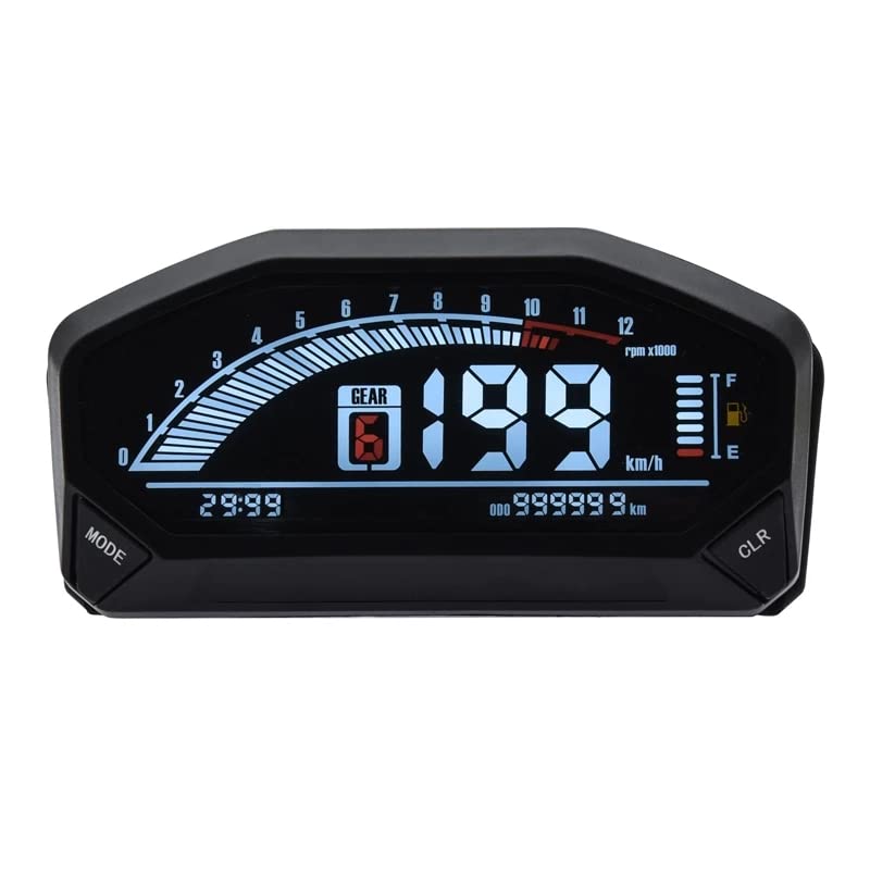 Contagiri Contachilometri Impermeabile con Retroilluminazione Digitale A LED for Motocicletta Universale di Nuovo Stile for 1,2,4 Cilindri(Only Gauge)