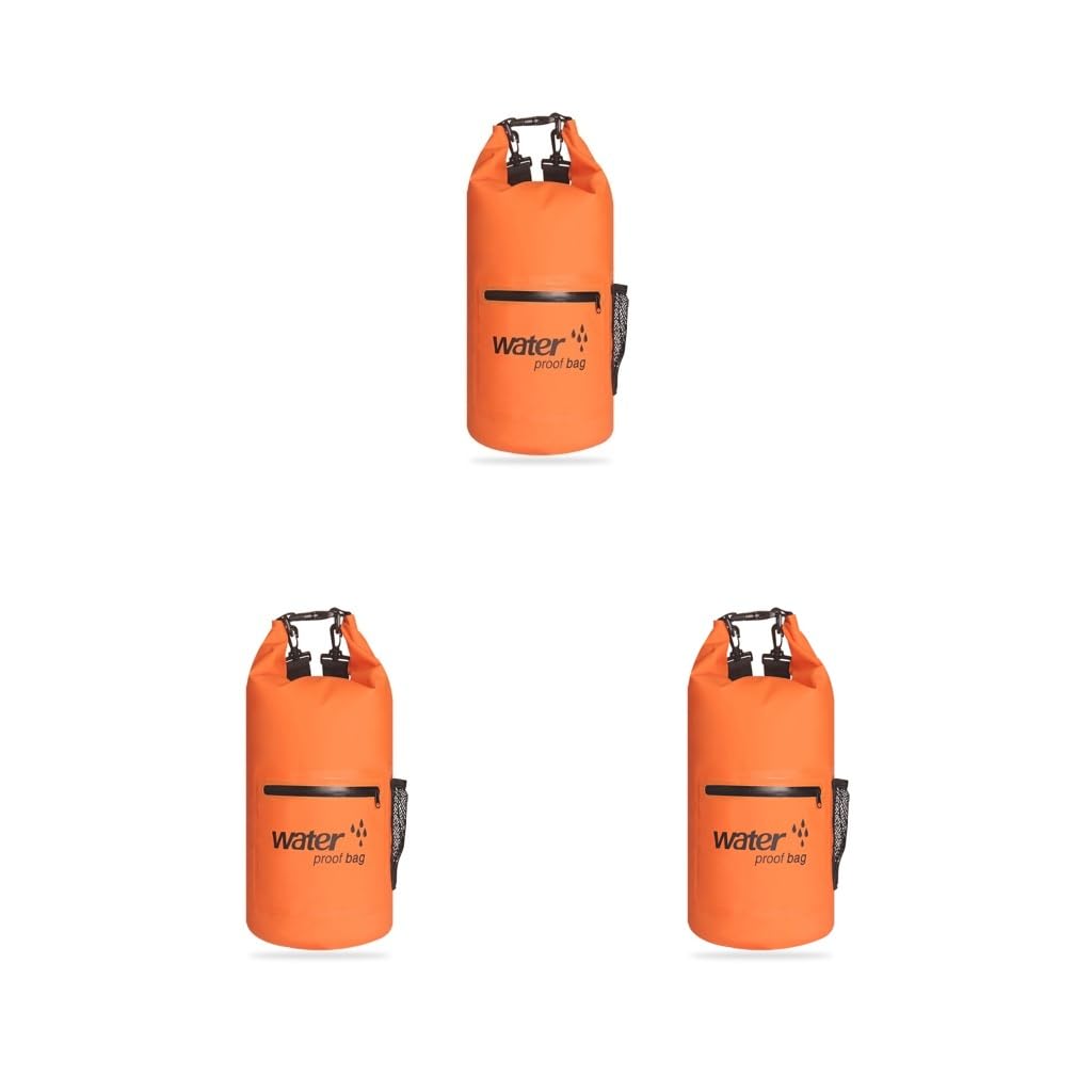 Wasserdichter Trockensack, Wassersport, Tauchen, Rafting, Bootfahren, Camping, Kanu, Schwimmen, Kajakfahren, Zubehör, 10 l, Rosa, 3er-Set (Orange), Siehe Produktbeschreibung