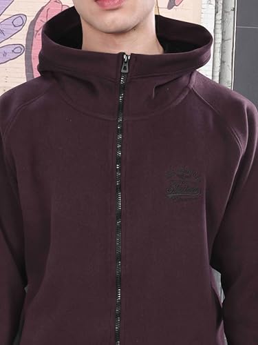 Image of STELLERS Men's Solid Zipper Fleece Hooded Sweatshirt | Regular Fit | Feather Touch Feel | Odour Resistant | Wrinkle Free | Quick Dry | Stretchable | Breathable | Sustainable | Anti-Static