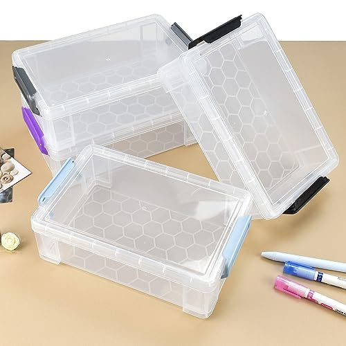 LANSKYLAN 4 PCS Caja de Lápices Plástico Estuche de Lápices Cajas de Plastico Apilables Caja Organizador de Escritorio Cajas Organizadoras para Pinceles Suministros Escolares Oficina (21 * 14 * 7cm)