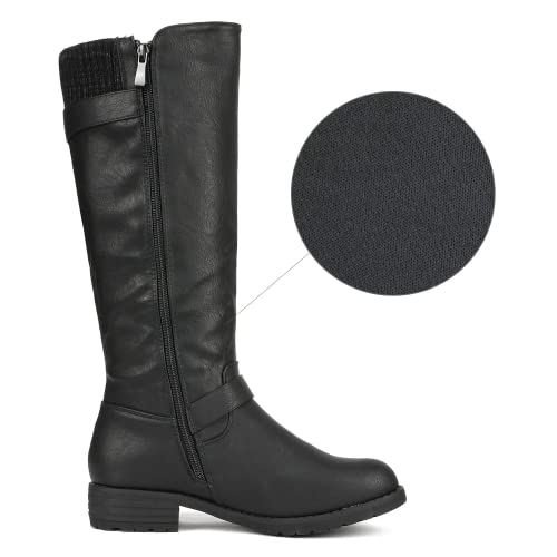 DREAM PAIRS Women's Knee High Boots Comfortable Riding Boots Side Zipper Fall Boots with Buckle3