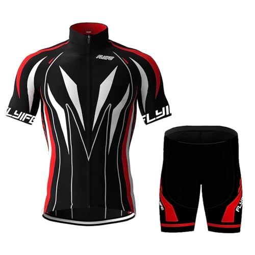 Vêtements Cyclisme Pro Homme Tenue Cycliste Manche Courte, Été Jerseys VTT et Cuissard à Bretelle avec 9D Coussin Gel Ensemble de Combinaisons, Cycling...