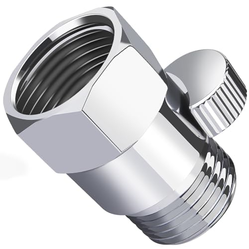 Brass Shower Flow Control Valve: Shower Head Shut Off Valve(Female and Male), MAYYAYA Water Flow Control Valves, for Handheld Shower Head or Bidet Sprayer- Handle Lever (Chrome)