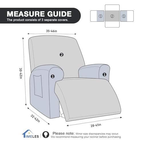 Image of Timeles Recliner Covers Extra Wide Recliner Chair Cover Reclining Sofa Slipcovers for Pet&Kid,Stretch Soft Washable (One-Seater Oversized, Navy Blue)