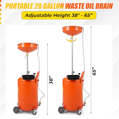 image for GAOMON 20 Gallon Waste Oil Drain Tank, Portable Air Operated Drainer W