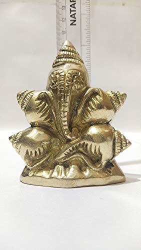 athizay Brass Shankh Ganesha Statue - 10.5 cm Gold Finish - Image 4