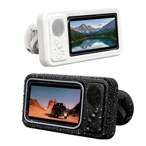 HDskyspeed Shower Phone Holder Waterproof with Wireless Bluetooth Speaker – Aqua Play Phone Holder, Waterproof Shower Phone Holder with Built-in Speaker, 360° Rotation Shower & Wall Mount (Black)