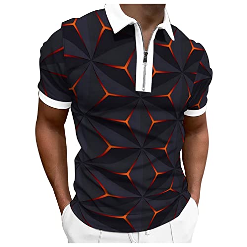 Kamemir Polo Shirts For Men Men's Golf Shirt Short Sleeve Tactical Shirts Casual Tennis Dirt-Resistant T-Shirt Flannel Shirt For Men Easter Shirt Gold #TOP7