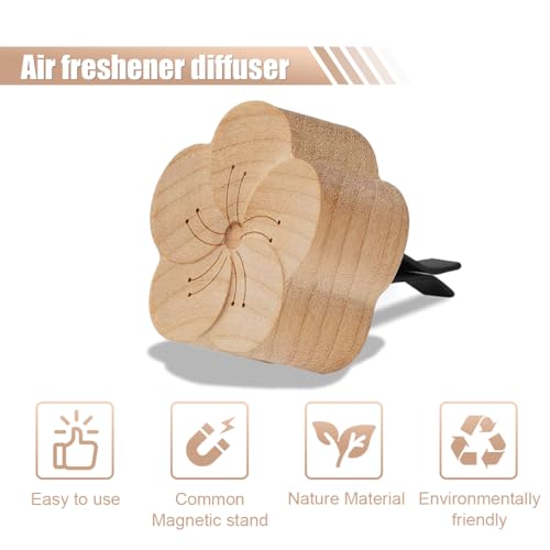 Image of Wood Flower Essential Oil Diffuser, Car Air Vent Clip Aromatherapy Diffuser, Car Diffusers for Essential Oils, Car Diffuser Clip for Car Office Bedroom (Light-1 Pack)