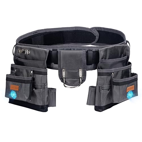 VIDAR TOOLS Tool Belt,22 Pockets Tool Belts for Men/Construction/Carpenter.Double layer thickened polyester fiber with waterproof coating,Extremely sturdy 2-inch wide track patterned nylon work belt.