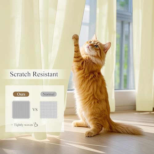 NICETOWN Non-See-Through Privacy Beige Sheer Curtains 84 inches Long 2 Panels, 52" Wide Grommet Window Curtains Drapes for Living Room Bedroom- Home Decoration Light Filtering Elegant Window Drapes
