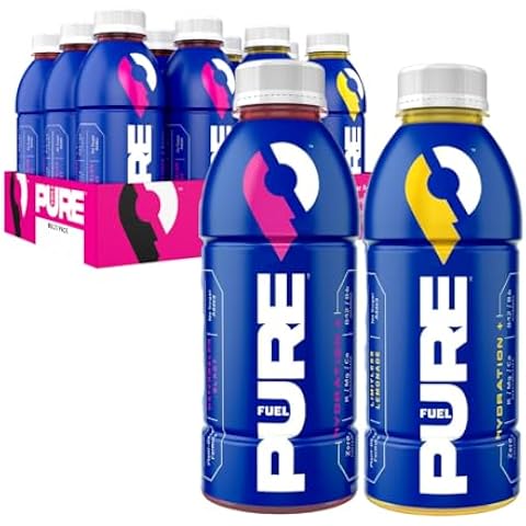 Pure Fuel Hydration Limitless Lemonade and Watermelon Blast - Plant-Based Healthy Electrolyte Drink - No Added Sugar - 12 Pack x 16.9 fl oz Bottles