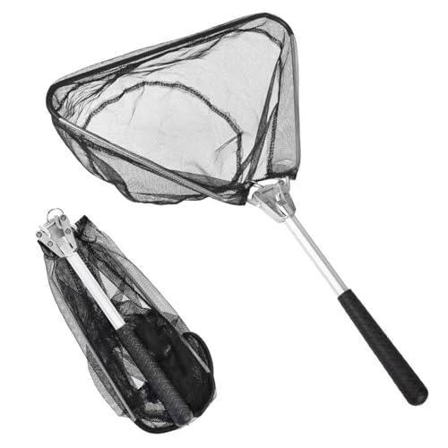 Rede de pesca com estrutura de rede de pesca dobrável, dobrável, cabo antiderrapante, rede de pesca de nylon, portátil, diâmetro líquido 30 x 30 cm, profundidade líquida 20 cm para a pesca