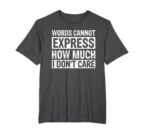 Words Cannot Express How Much I Don't Care T-Shirt, Men's Big and Tall, Dark Heather Grey, 5X Tall