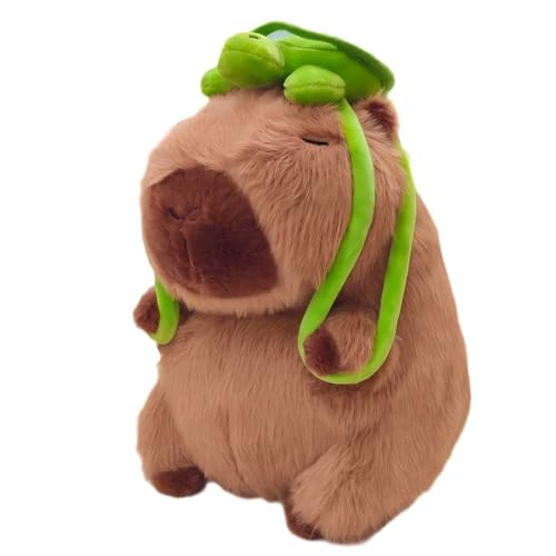 Image of Capybara Plush with Turtle Backpack, Cute Capybara Stuffed Animal Plush Toy Birthday Decorations for Girls and Boys (Turtle)