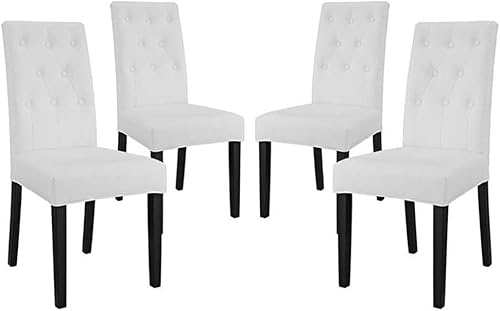 Vista 6 de Modway Confer - Silla Parsons tapizada de piel sintética moderna para cocina y comedor, color blanco