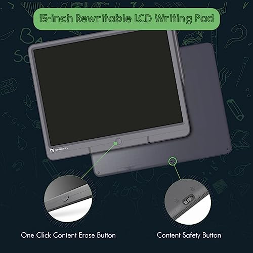 Portronics Ruffpad 15 Re-Writable LCD Screen 38.1cm (15-inch) Writing Pad for Drawing, Playing, Handwriting Gifts for Kids & Adults (Grey) (Image - 4)