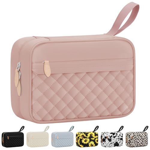 Vankor Large Travel Toiletry Bag for Women with Hanging Hook, Waterproof TSA Approved Cometic Toiletry Bag Organizers Leakproof Make up Bags for Women Pink