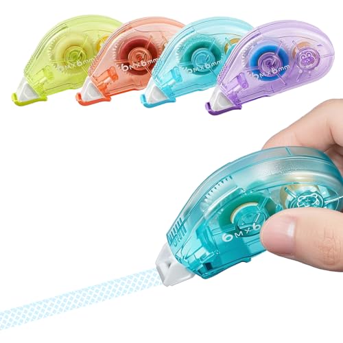 Double Sided Tape Roller, 4 Pack 19.69Ft (6M) Glue Tape for Crafts, Scrapbooking, Journaling, Office & School, Scrapbook Supplies (4)