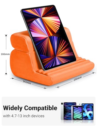 Image of UGREEN Tablet Pillow Stand for Lap Soft Holder Bed with 3 Viewing Angles Adjustable Home Office Accessories Compatible with 2024 iPad Pro 13 12.9 11 iPad Air 11 13 Mini Phone 16 15 14 E-Reader Orange
