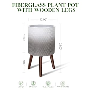 12 inches plant pot with stand large modern standing planters with drainage holes for indoor plants whitegray flower pots with legs  urban country home decor