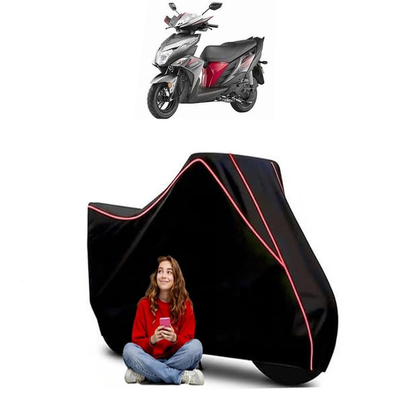 Image of Ray ZR 125 FI Street Scooty Bike Cover Water Resistant Outdoor Use Universal Fit Scooters Motorcycles Heavy Duty UV Protection Dust Rain Scratch Resistant Elastic Bottom Black Blue Piping