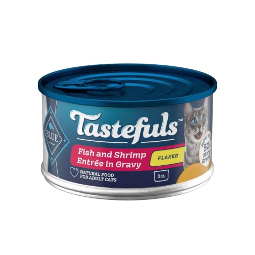 Blue Buffalo Tastefuls Fish & Shrimp Flaked Wet Cat Food, 3 oz, 4 ct | Real Fish First, Entrée in Gravy, No Chicken By-Product, Corn, Wheat, or Soy - image 1