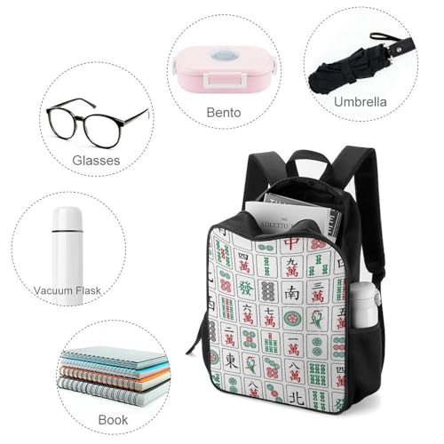 Mahjong Pattern Travel Backpack Casual Daypack Shoulder Bag with Adjustable Shoulder Straps for Hiking3