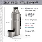 THERMOS Stainless King Vacuum-Insulated Beverage Bottle, 40 Ounce, Matte Stainless Steel - Image 2
