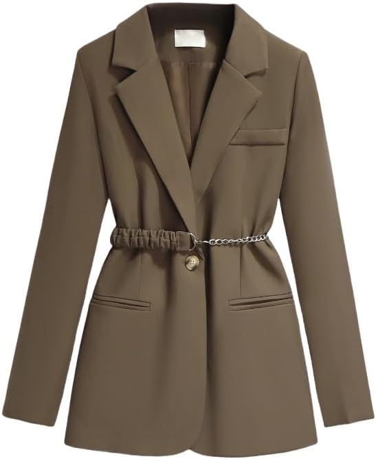 Generisch Damen Blazer mit Gürtel, Vorne Offen, Langärmelig, für Die Arbeit, Büro, Strickjacke, Elegante Mäntel, Anzugjacken, Modische Arbeitskleidung, Blazer für Damen