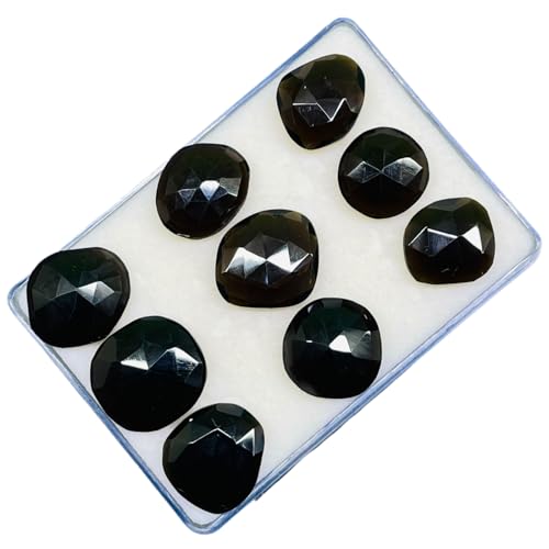 9 Pcs Natural Smoky Quartz 16-21mm Rose Checker Cut Flat Back Loose Gemstones