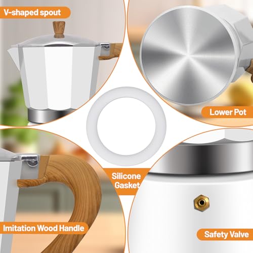 Vaolvpant 2-in-1 Aluminum Moka Pot Set with Electric Stove Classic Stovetop Espresso Coffee Maker 150ml 5oz Mocha Express Portable Gift Camping Travel Preferred Cafe Italian Cuban Café Brewing 3 Cup