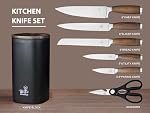 Ensemble de blocs de couteaux (poignée en noix), 7-Piece Couteau de cuisine noir pour la maison, anti-rouille en acier inoxydable non-collant Couteaux de chef Sharp avec universel ASIN: B0CWP6ZWMR