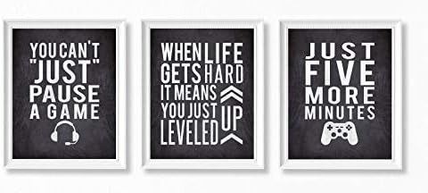 Brooke & Vine Video Game Wall Decor, Gaming Posters, Teen Boy Gamer Decor (UNFRAMED 8 x 10 Set of 3) Game Room, Playroom, Media Room, Bedroom, Dorm, Office, Desk, Mancave (Gamer Black Chalk) image 4