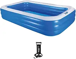 VG PLUS, Piscina Inflável Retangular Azul 1.500 Litros 305 Cm Pvc Com Bomba Vg+