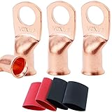 TKDMR 4pcs 1/0 AWG-1/2 Battery Lugs,Heavy Duty Wire Lugs,Ring Terminals,Battery Cable Ends,0 Guage terminals,Battery Terminal Connectors with 4pcs 3:1 Heat Shrink Tubing