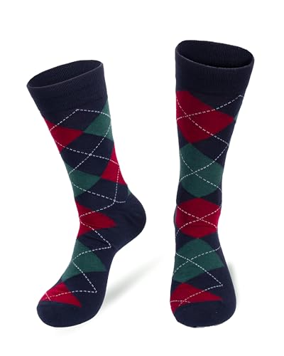 BG Premium Dress Socks for Men. Classic and Formal Apparel Patterned Socks, 3 Pair Set with a Gift Box - Red Purple Gray4