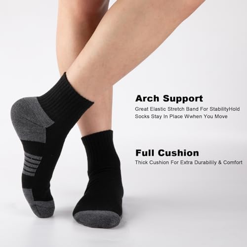 COOVAN Mens Ankle Athletic Socks Quarter Cushion Moisture Wicking Running Sports Work Socks 7 Pairs 6