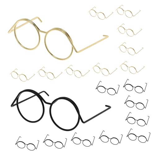 NUOBESTY 20 Piezas Gafas de Metal de Alambre de muñeca Accesorios muñecas Bebe Accesorios para muñecas anteojos de muñeca Gafas para Mascotas Juguetes para niñas Gafas de Sol