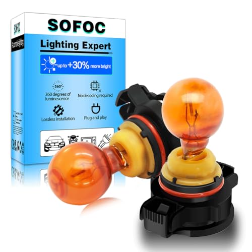 SOFOC PSY24W Bulb 12V Front Turn Signal Light Amber Yellow Fog Lights Replacement 24W Halogen Bulb 2Pcs