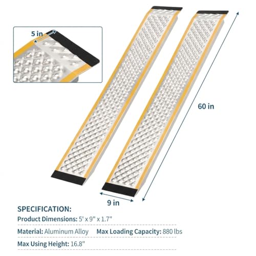 2 Rampas de Aluminio 5FT para Shed 880 LBS Capacidad miniatura 3