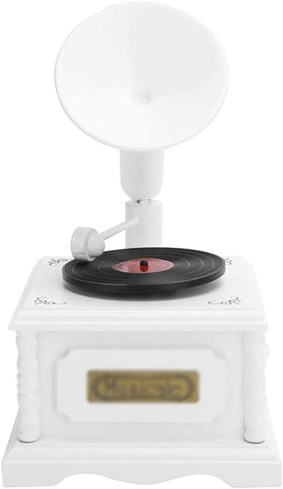 Wooden Music Box Vintage Phonograph Clockwork Musical Handicraft Gift Ornament Birthday