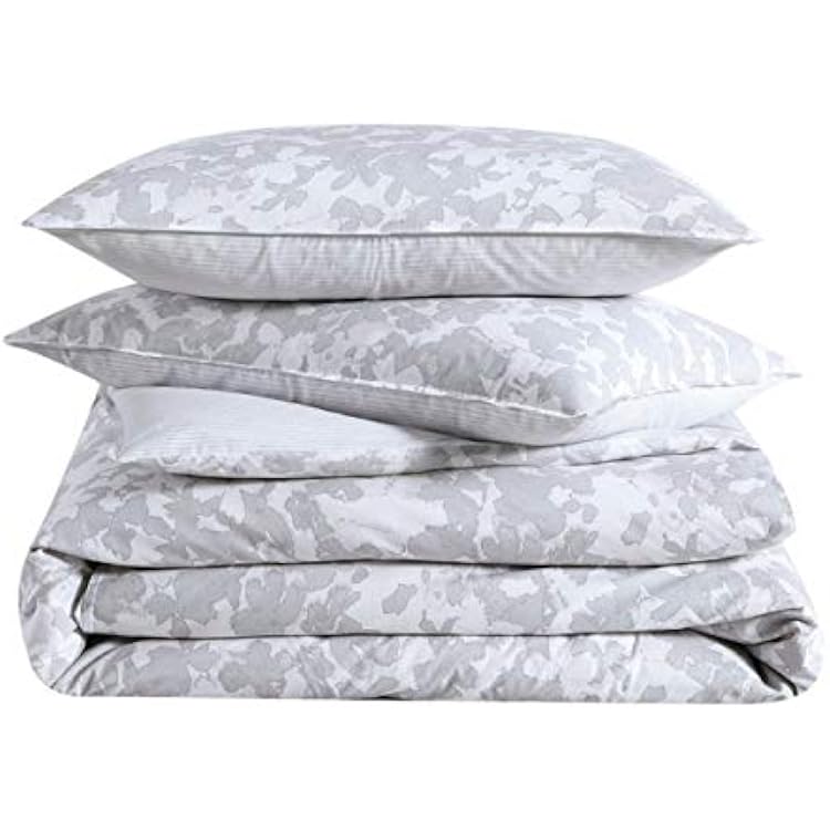 Kenneth Cole - Queen Duvet Cover Set, Soft Cotton All Season Bedding, Pre-Washed for Added Softness (Merrion Grey, Queen)