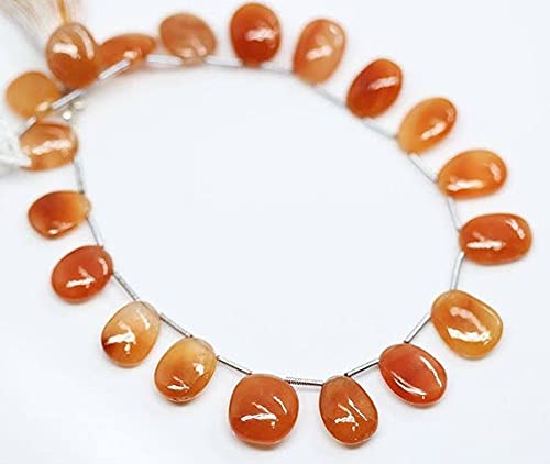 Quartz orange tangerine LKBEADS perles ovales lisses 11mm 13mm fil 4 pouces pour création bijoux DIY