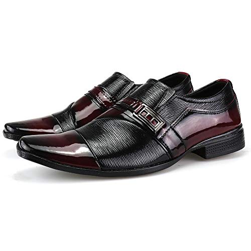 Sapato Social Neway Masculino Vinho com Relógio