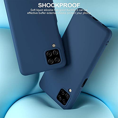 Image of DIZORO Liquid Silicone Case with Microfiber Coushioning Compatible for Samsung Galaxy A12 /M12 /F12 Shockproof Slim Back Cover, Gel Rubber Full Body Protection - Blue