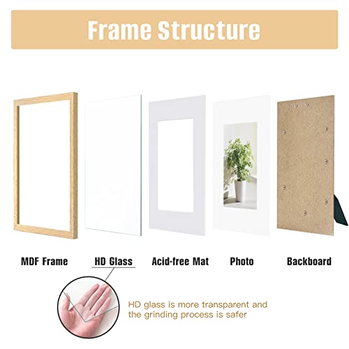Himeetime Oak 8X10 Picture Frame Mdf Wood, Real Glass Cover 5X7 With Mat Photo Frames Set For Wall Hanging Or Tabletop(6 Pack)… #TOP1