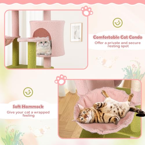 Tangkula árbol para gatos con diseño floral rosa de 58 pulgadas miniatura 7
